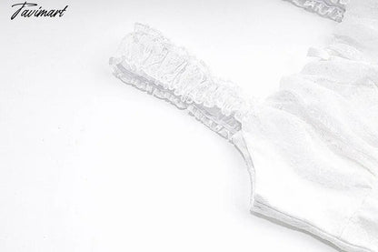 Cute Elegant Slim White Dress Women Summer Sexy Lace Patchwork Off Shoulder Short Sleeve Backless Mini Dress Mori Girl