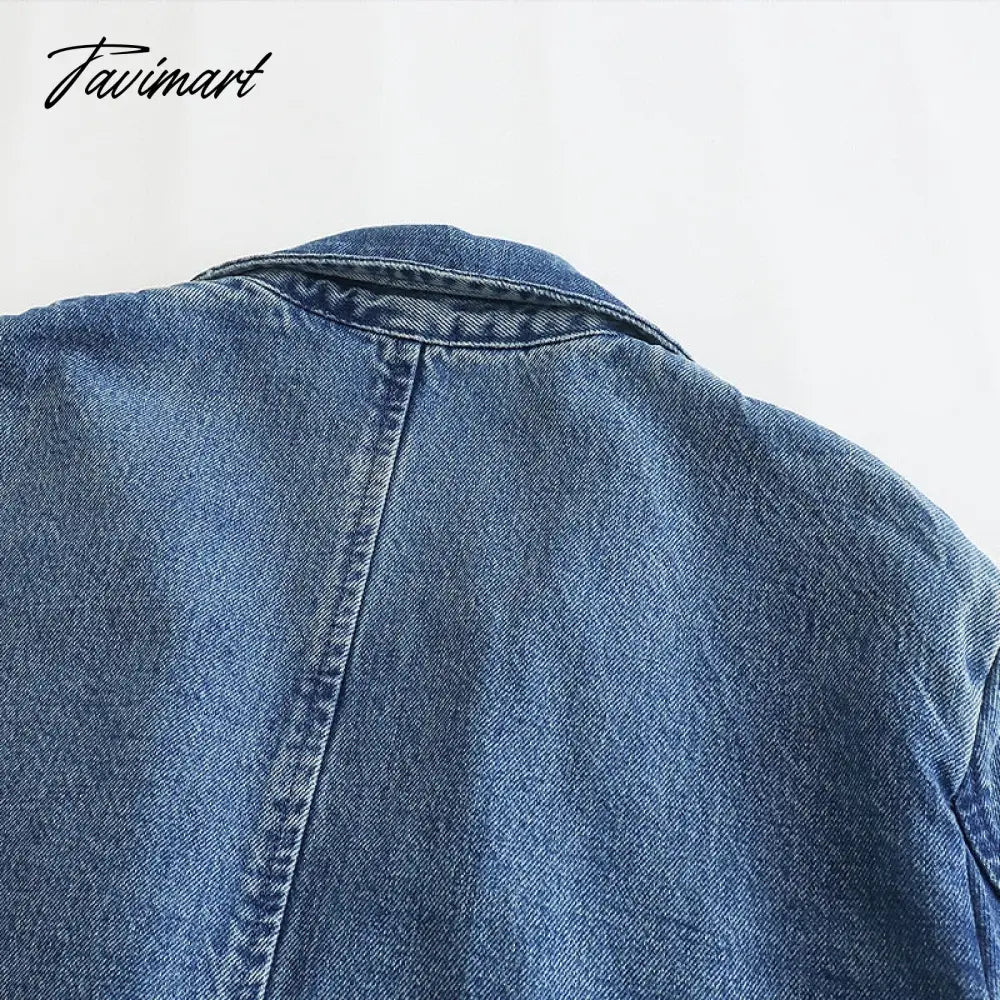 Denim Jacket For Women Jean Coat Fashion Oversized Single Button Down Jacket Femal Long Sleeve Chic Outwear With Pocket