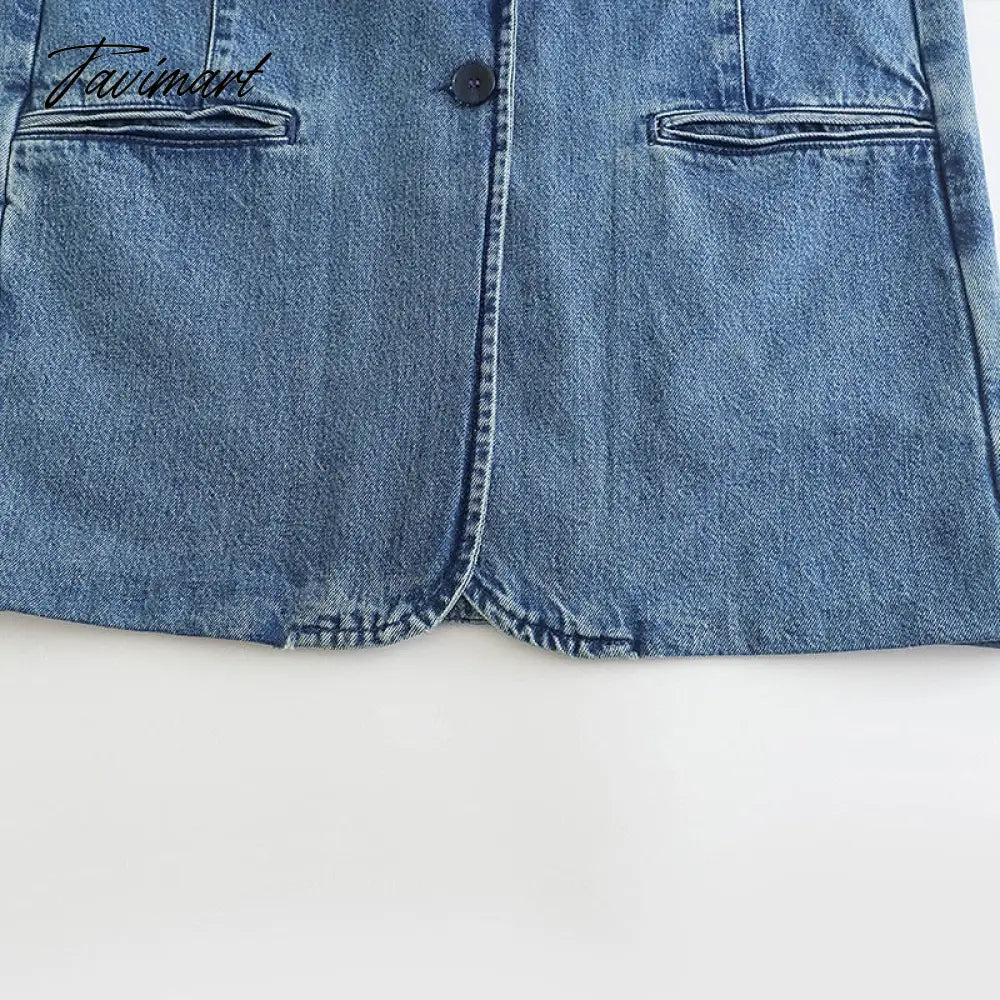 Denim Jacket For Women Jean Coat Fashion Oversized Single Button Down Jacket Femal Long Sleeve Chic Outwear With Pocket