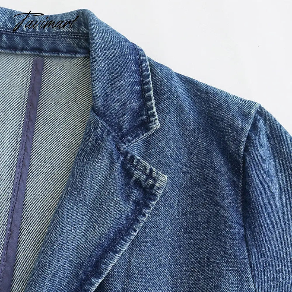 Denim Jacket For Women Jean Coat Fashion Oversized Single Button Down Jacket Femal Long Sleeve Chic Outwear With Pocket
