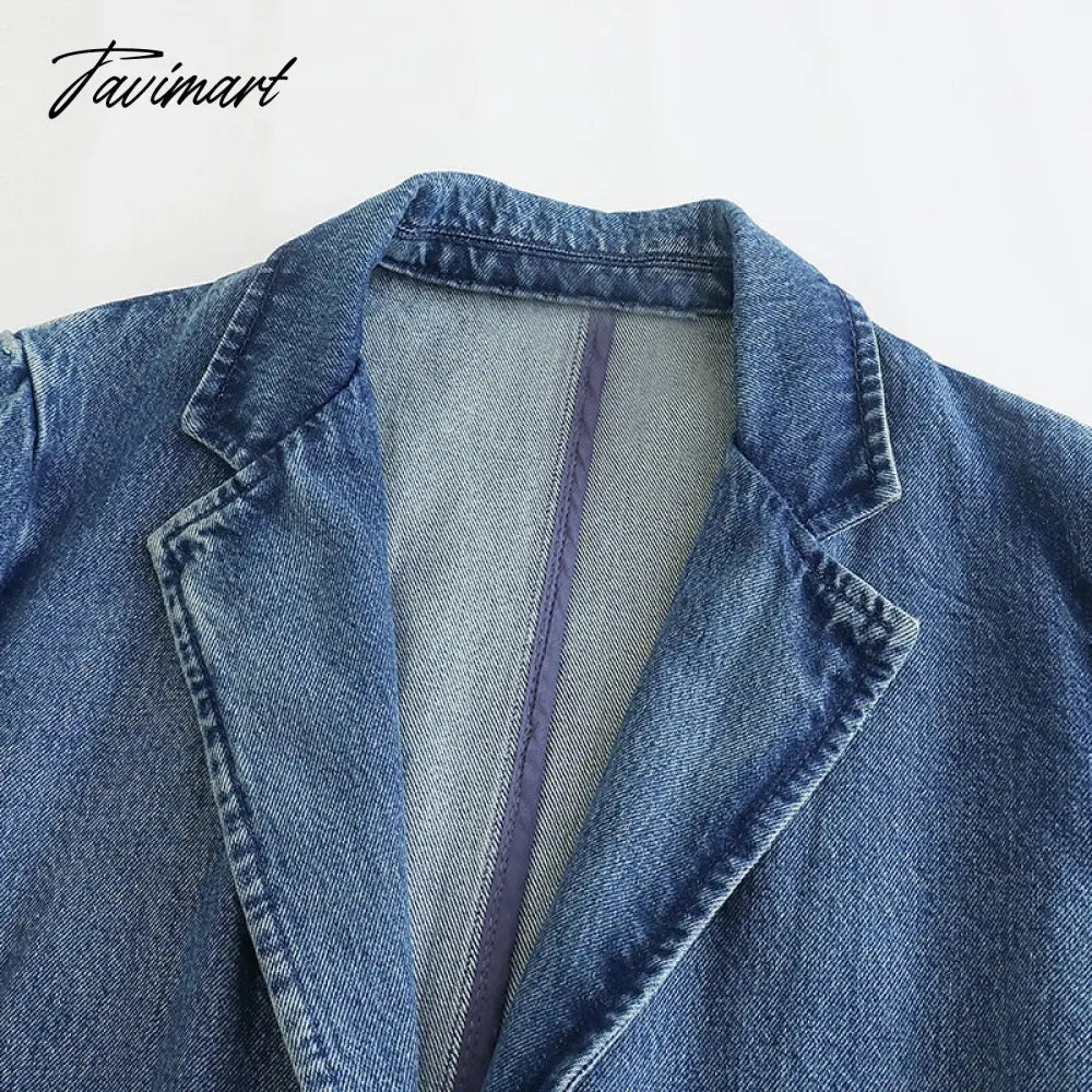 Denim Jacket For Women Jean Coat Fashion Oversized Single Button Down Jacket Femal Long Sleeve Chic Outwear With Pocket