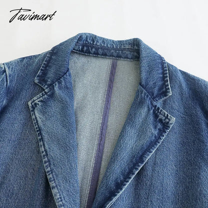 Denim Jacket For Women Jean Coat Fashion Oversized Single Button Down Jacket Femal Long Sleeve Chic Outwear With Pocket