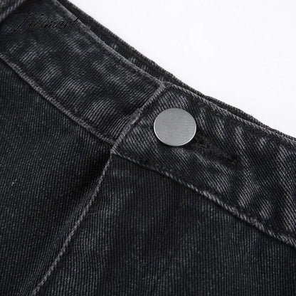 Denim Jeans Mini Skirt Micro Gothic Y2k Pleated A Line Black Korean Style Grunge Fairy Punk Streetwear Fashion Women Ladies