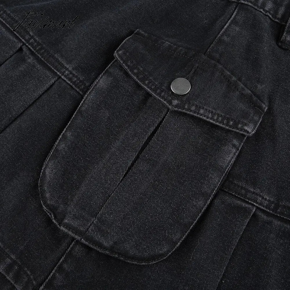 Denim Jeans Mini Skirt Micro Gothic Y2k Pleated A Line Black Korean Style Grunge Fairy Punk Streetwear Fashion Women Ladies
