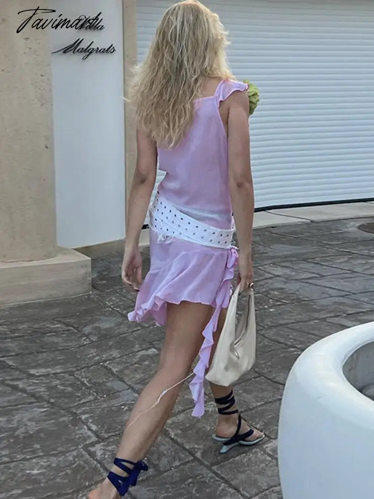 Draped Sleeveless Mini Dress For Women Slim Fit Bodycon Dresses Vacation Beach Solid Sexy Ladies Vestidos De Mujer