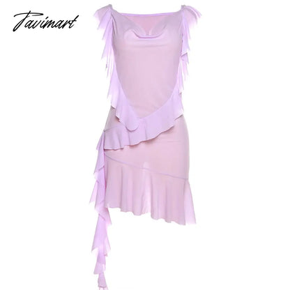 Draped Sleeveless Mini Dress For Women Slim Fit Bodycon Dresses Vacation Beach Solid Sexy Ladies Vestidos De Mujer