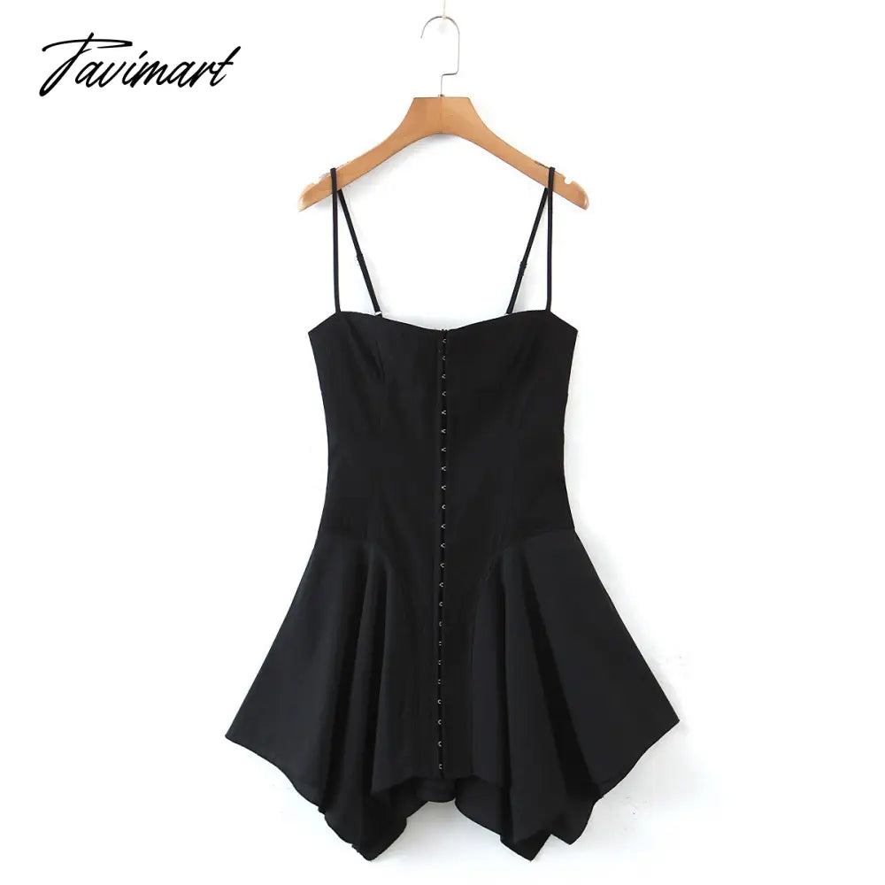 E-girl Aesthetics Cute Irregular Hem Backless Mini Dress Grunge Y2K Fairy Grunge Front Hook Closures White Cami Dress