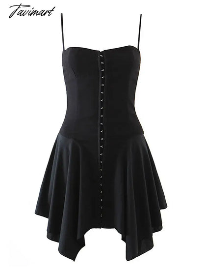 E-girl Aesthetics Cute Irregular Hem Backless Mini Dress Grunge Y2K Fairy Grunge Front Hook Closures White Cami Dress
