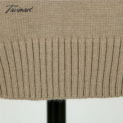 Elegant Ladies Sweater Sexy Hollow High Neck Loose Knit Pullover Women Casual Solid Color Top Coat Autumn and Winter New Khaki