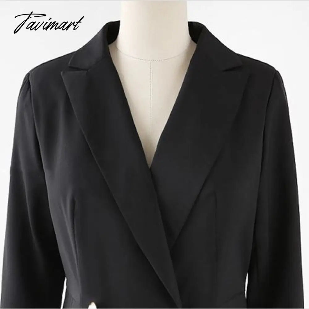 Elegant Ruffle Double Breasted Women Dress Office Blazer White Dress Autumn Winter Slim Suit Ladies Dresses