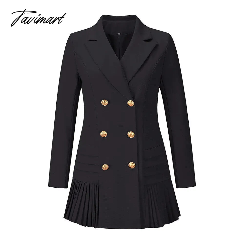 Elegant Ruffle Double Breasted Women Dress Office Blazer White Dress Autumn Winter Slim Suit Ladies Dresses