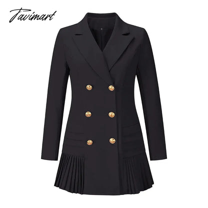 Elegant Ruffle Double Breasted Women Dress Office Blazer White Dress Autumn Winter Slim Suit Ladies Dresses