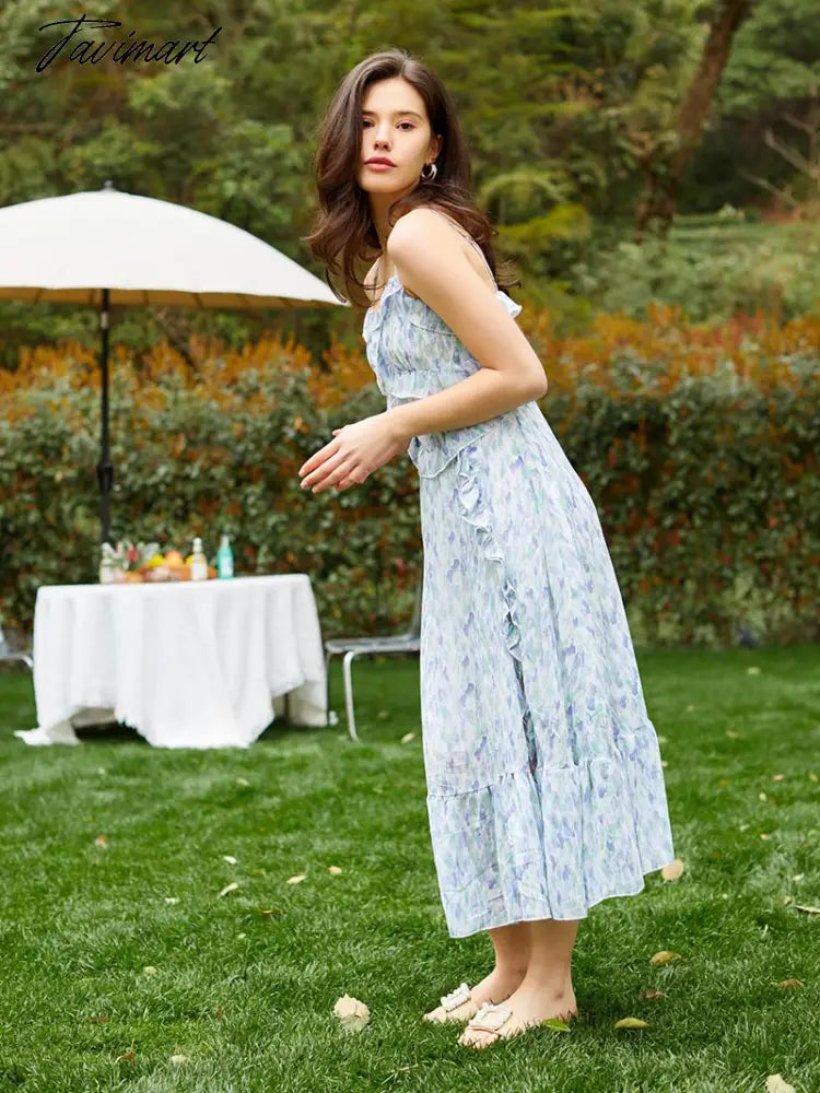 Elegant Ruffle Pleated Slip Dress Sleeveless Boho Summer Beach Cami Dress Purple Backless Sexy Maxi Long Dresses For Women