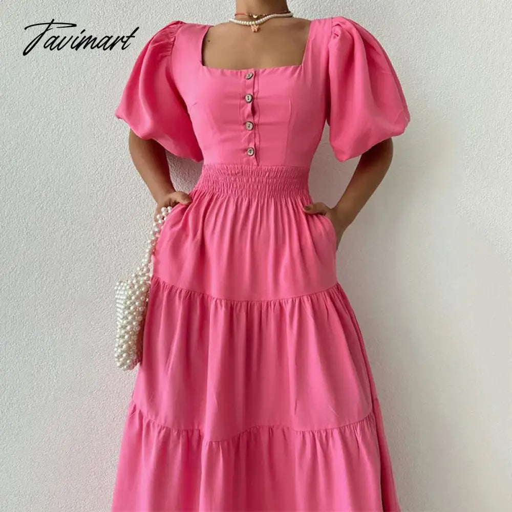 Elegant Square Neck New In Dresses For Women Vintage Short Sleeve A-Line Long Dress Backless Office Ladies White Midi Dress