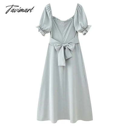 Elegant Square Neck Ruffle High Waist Summer Party платье женское Sexy Off Shoulder Tie A Bow A-Line Backless Club Midi Dress