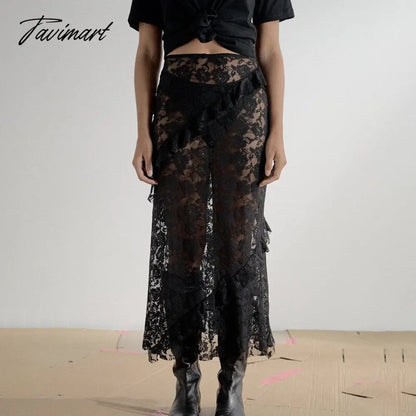 Elegant Women's White Skirts Streetwear Casual Summer Hollow Out Ruffles Long Party Skirt Ladies Evening Party Black Dress