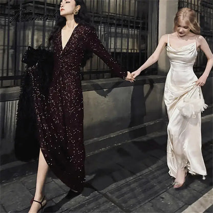 Elegant Women Summer Satin Strap Backless Long Dress Spaghetti Strap Sexy Elegant Evening Dresses Prom Party Gown ODE