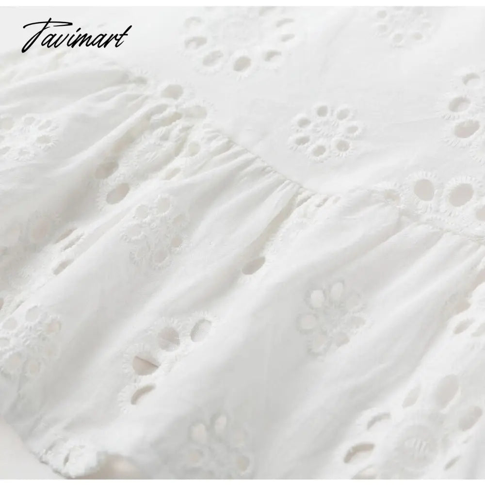 Embroidery Lace White Dress Lace Up Square Collar Ruffles Vintage Princess Dresses Summer Dress Vestidos