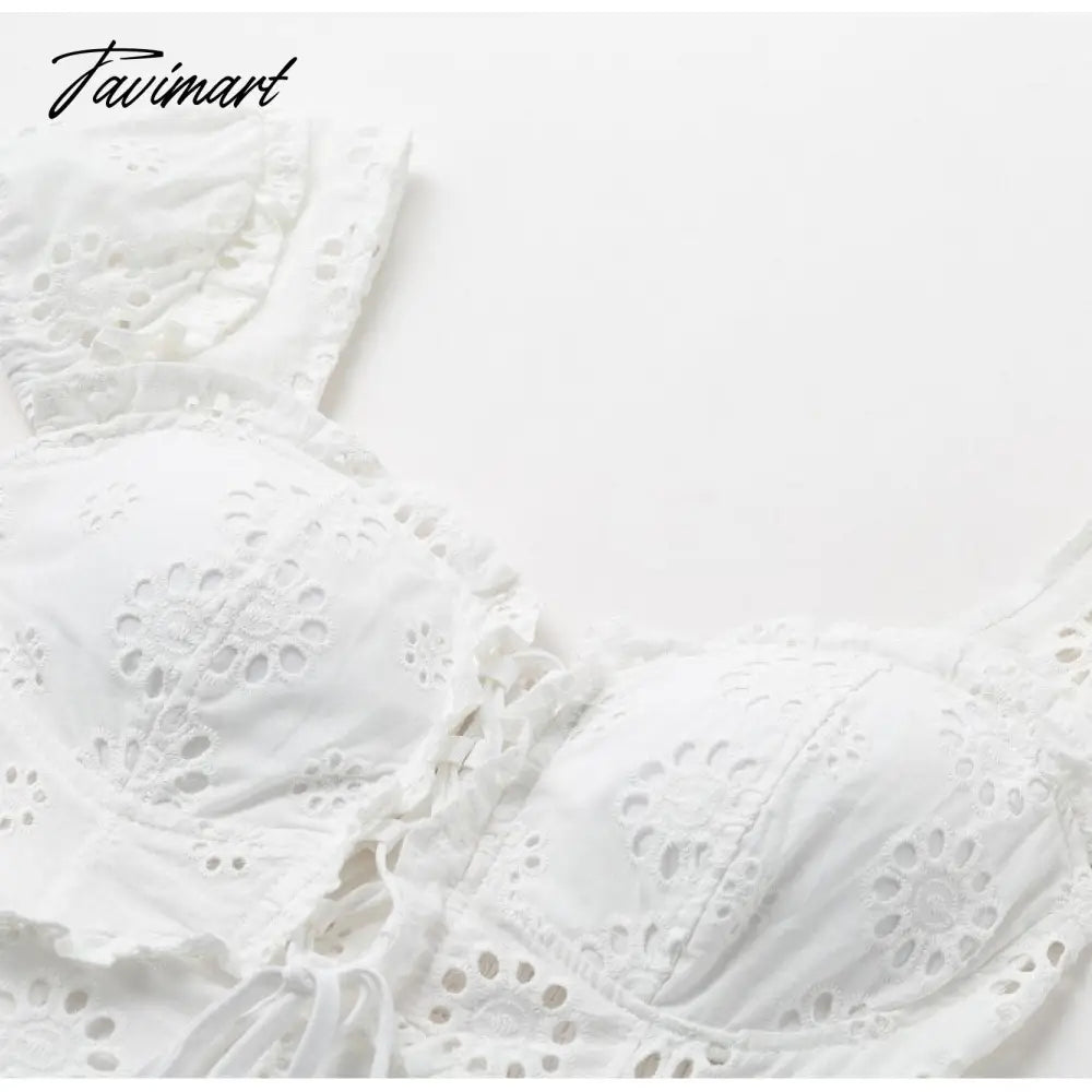 Embroidery Lace White Dress Lace Up Square Collar Ruffles Vintage Princess Dresses Summer Dress Vestidos