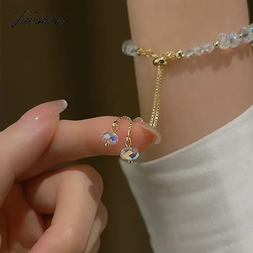 Fashion Crystal Bracelet For Women Korean Style Adjustable Clear Beaded Bracelets Jewelry Wholesale