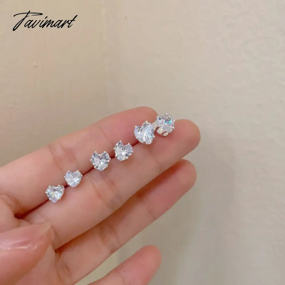 Fashion Heart Zircon Stud Earrings for Women Korean Star Personality Earring Simple Luxury Wedding Party Girl Jewelry Gifts