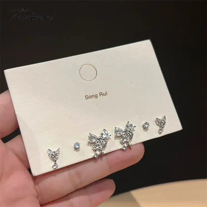 Fashion Heart Zircon Stud Earrings for Women Korean Star Personality Earring Simple Luxury Wedding Party Girl Jewelry Gifts