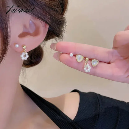 Fashion Heart Zircon Stud Earrings for Women Korean Star Personality Earring Simple Luxury Wedding Party Girl Jewelry Gifts