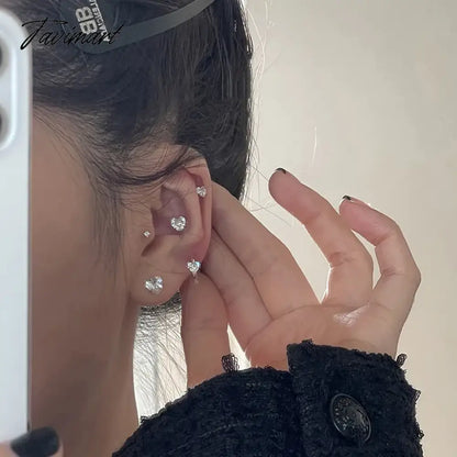 Fashion Heart Zircon Stud Earrings for Women Korean Star Personality Earring Simple Luxury Wedding Party Girl Jewelry Gifts