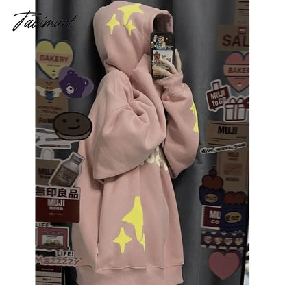 Fashion High Quality Hooded Oversized Sweatshirt Women's Foam Printing Ins Zipper Hoodie Harajuku Pattern Hoodie Top Casual