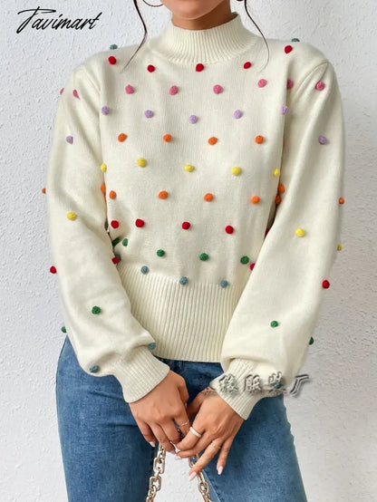 Fashion Knitting Women's Sweater Pullovers for Winter Women's Sweater New Mock Neck Beaded Knit Sweater Women's