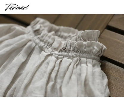 Fashion Oversized T-Shirt Ruched O-Neck Casual Loose Short Sleeve T-Shirts Retro Literary Top Female Harajuku Blouses And Shirts