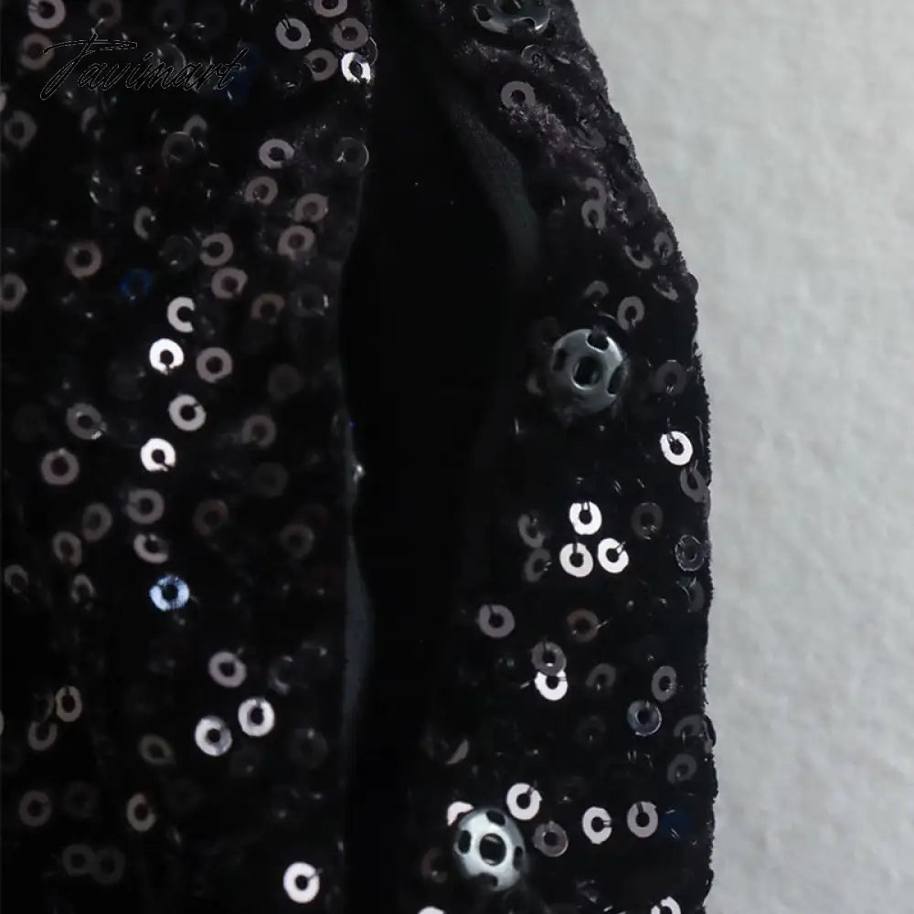 Fashion Sequin Embroidery Woman Dress V Neck With Belt Long Sleeve Mini Dress Vestido De Mujer Vintage Party Dress