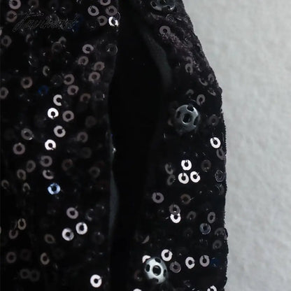 Fashion Sequin Embroidery Woman Dress V Neck With Belt Long Sleeve Mini Dress Vestido De Mujer Vintage Party Dress