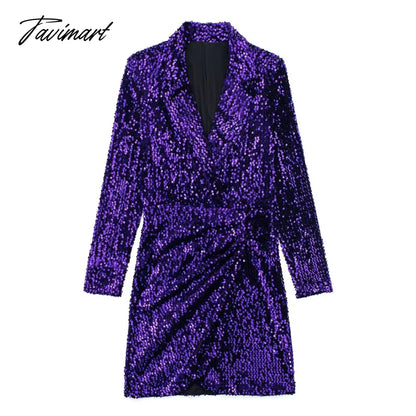 Fashion Sequin Embroidery Woman Dress V Neck With Belt Long Sleeve Mini Dress Vestido De Mujer Vintage Party Dress