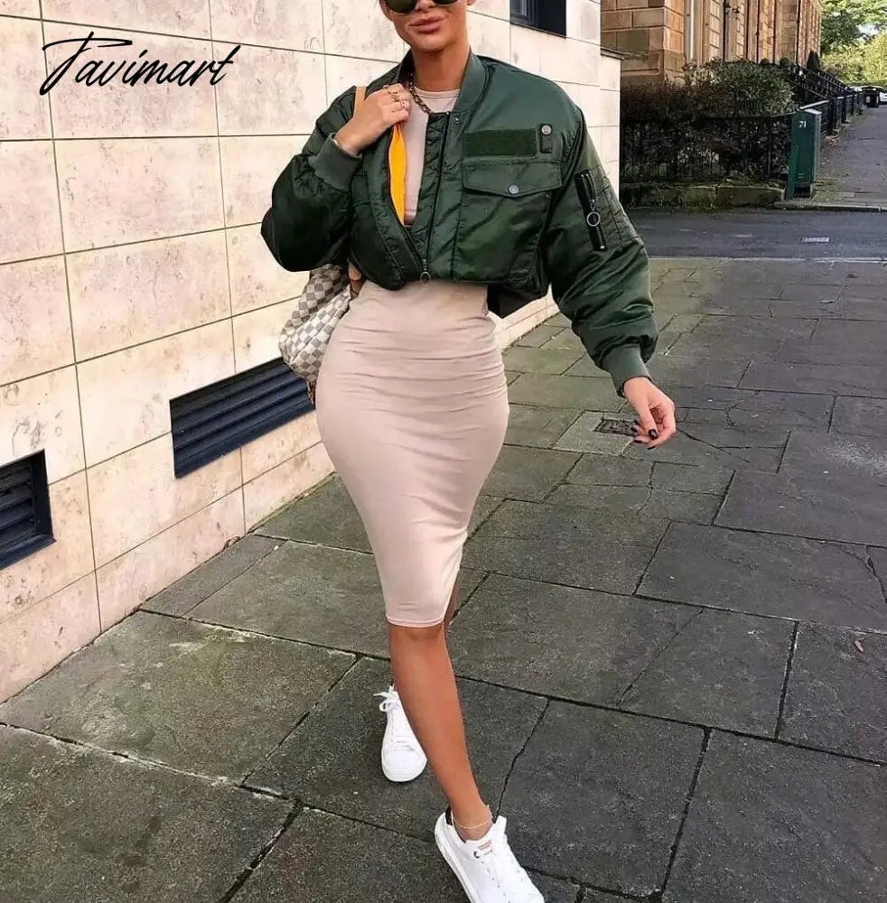 Fashion Women Basic Loose Padded Bomber Jacket Coat Vintage Leisure Long Sleeve Zipper Warm Female Outerwear Elegant Tops
