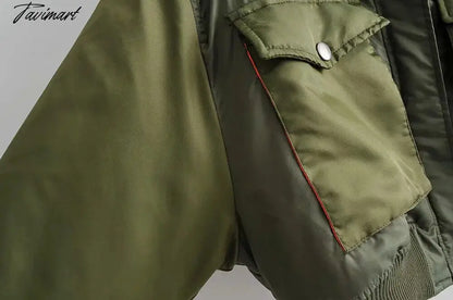 Fashion Women Basic Loose Padded Bomber Jacket Coat Vintage Leisure Long Sleeve Zipper Warm Female Outerwear Elegant Tops