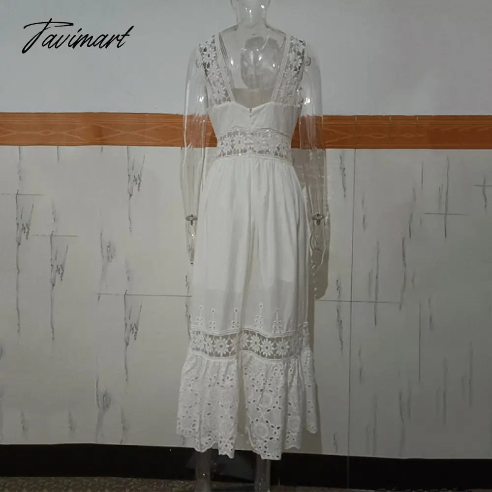 Fashion женское платье White Summer Dress Sexy Backless Lace Midi Dress Hollow Out Vintage Chic Party Dresses Vestidos