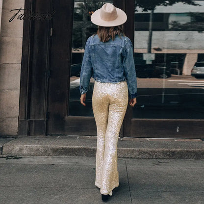 Flare Pants Casual Skinny Elastic Waist Party Pants Sexy Solid Women Bottoms Spring Female Clothing Vintage
