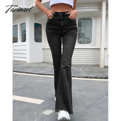 Flared jeans women new elastic high waist splicing wide leg trousers durable comfortable mop pants women's denim pants