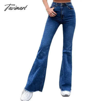 Flared jeans women new elastic high waist splicing wide leg trousers durable comfortable mop pants women's denim pants