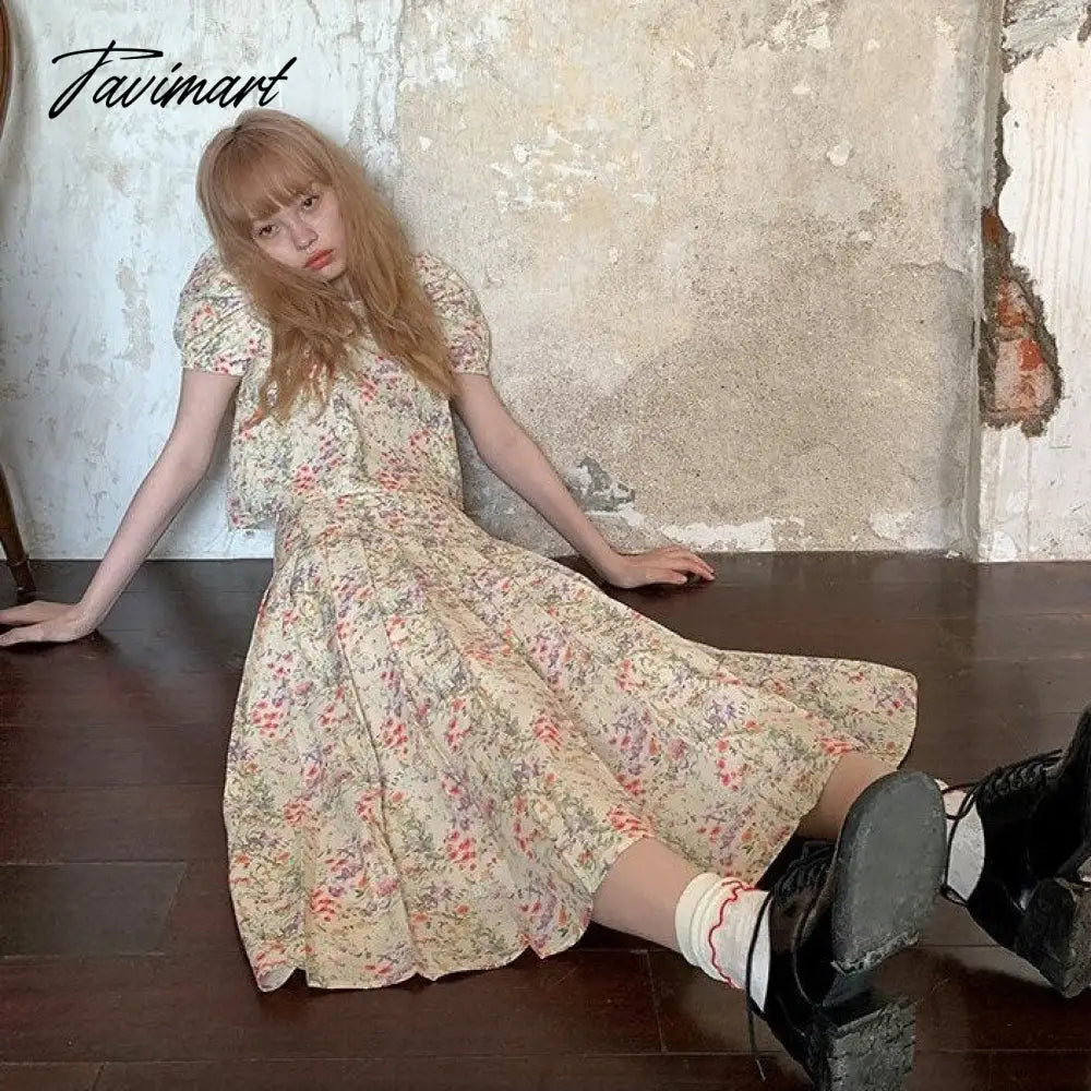 Floral Short-sleeved Shirts Woman Square Collar Summer Half Skirt Pleated A-line Skirts Sets Fashion Conjuntos Cortos