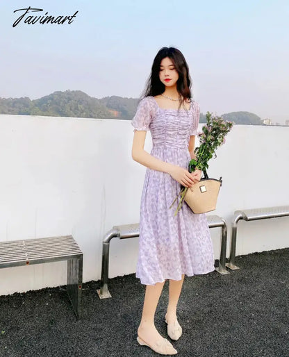 France Floral Print Dress Women Summer Elegant Party Midi Dress Casual Puff Sleeve Holiday Lady Dedigner Chic Korean Dress