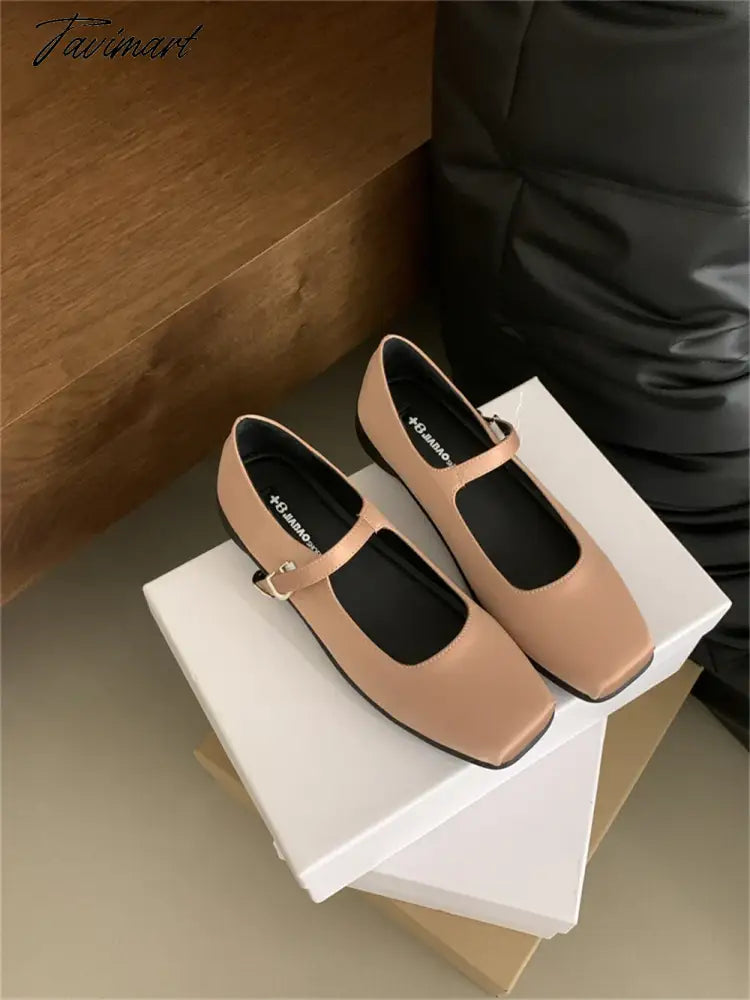 French Style Women Vintage Flats Silk Button Square Toe Mary Janes Casual Shoes Comfort Loafers Shoes 2024 Ballerina Flats