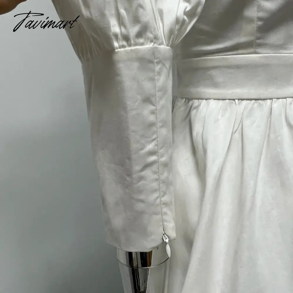 fringe hollowed bubble Princess long sleeve waist slimming mini dress stylish women's dress