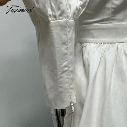 fringe hollowed bubble Princess long sleeve waist slimming mini dress stylish women's dress