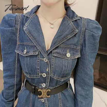 Gaun Panjang Denim Musim Gugur Wanita Kasual Kerah Lengan Panjang Koboi Panjang Vestidos Korea Elegan Kerja Ol Jeans Gaun
