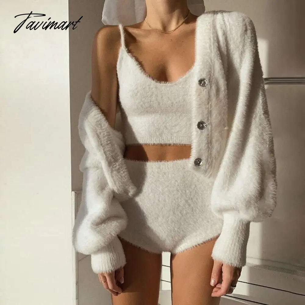 Girl's Heart Western Style Furry Three-Piece Suit Ins Style Sweet Cool Hot Girl Sexy Inspirational Design Suit Fashion