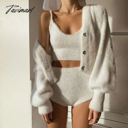 Girl's Heart Western Style Furry Three-Piece Suit Ins Style Sweet Cool Hot Girl Sexy Inspirational Design Suit Fashion