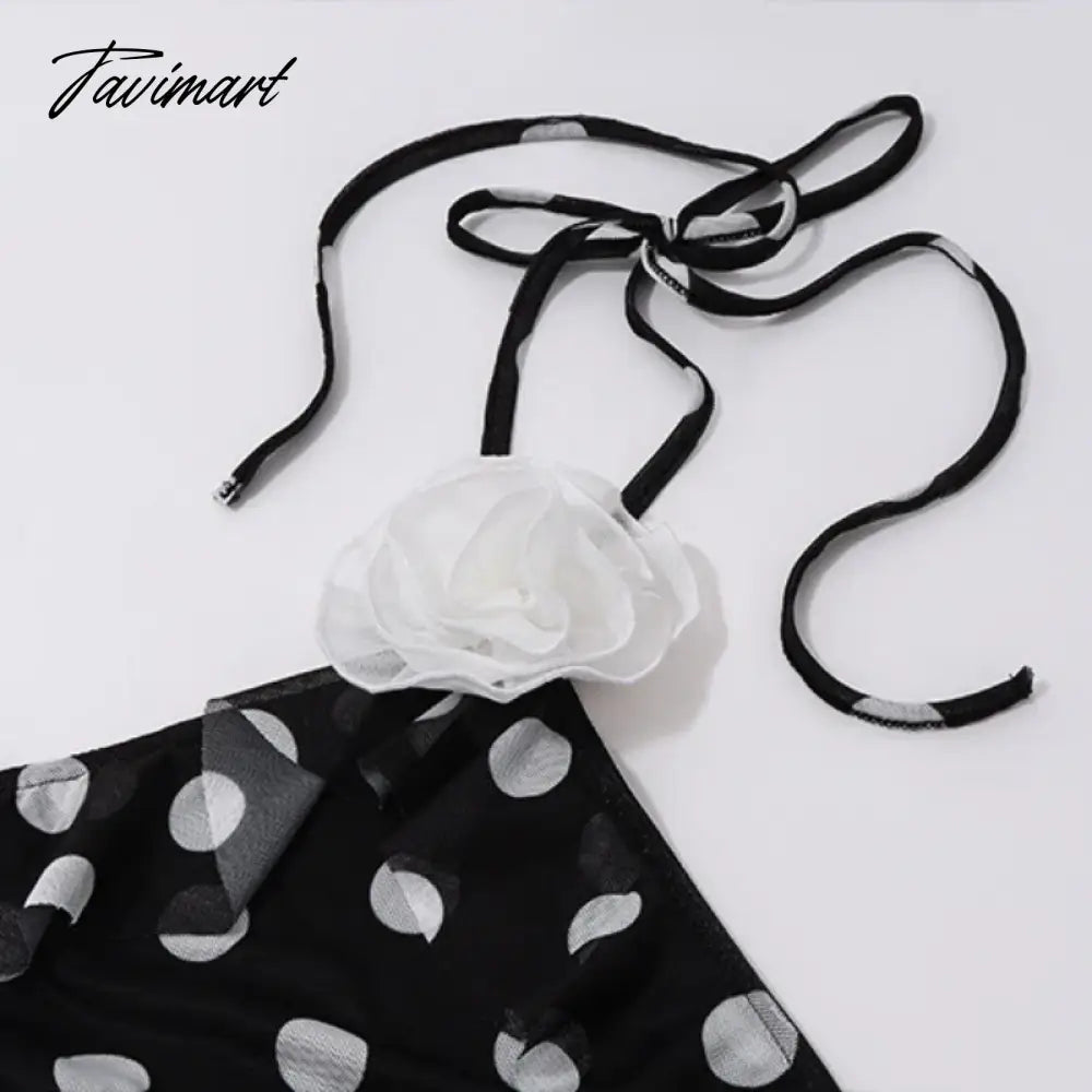 Halter Backless Sexy Party Dresses Women Flowers Embroider Short Polka Dot Dresses Fashion Sleeveless Summer Mini Dresses