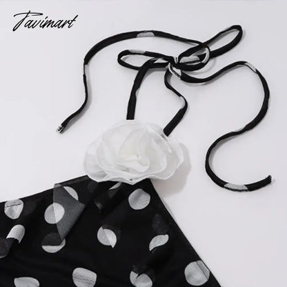 Halter Backless Sexy Party Dresses Women Flowers Embroider Short Polka Dot Dresses Fashion Sleeveless Summer Mini Dresses